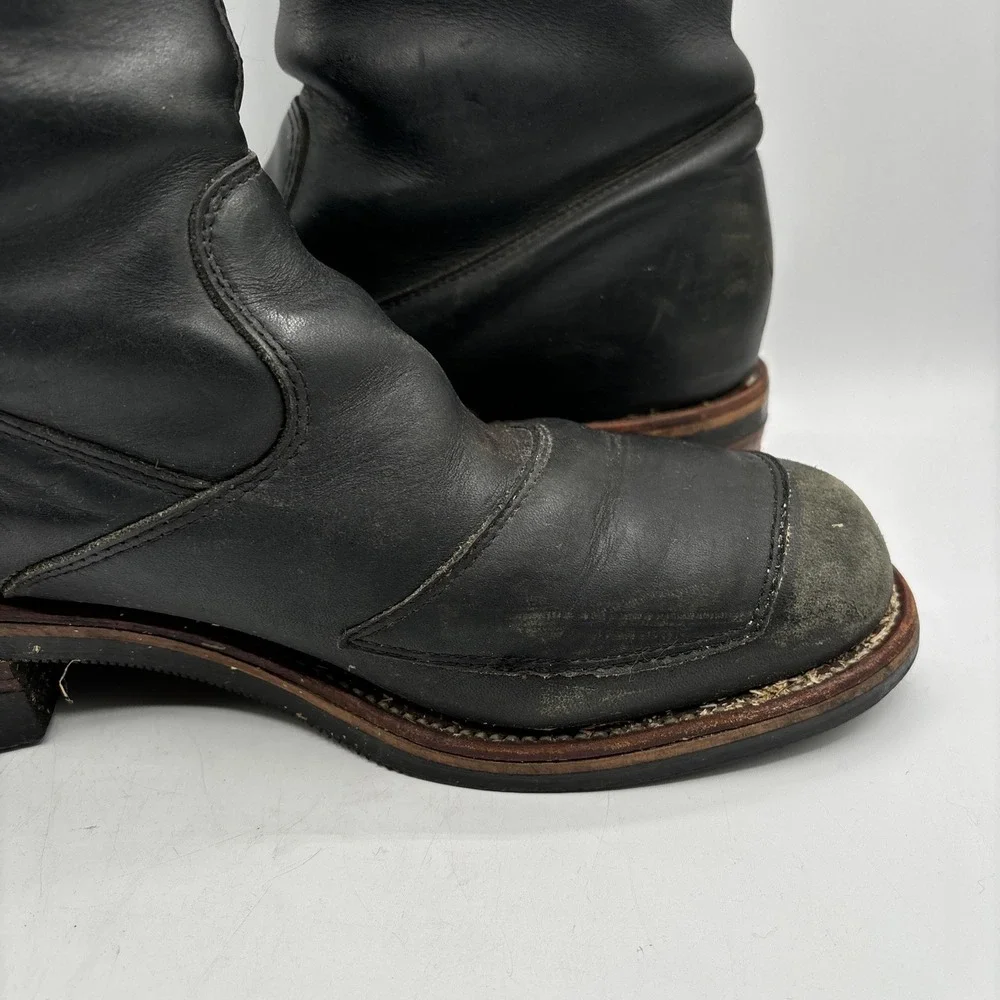 Chippewa Rally Biker Boot Men's 12 D 27862 Black Odessa Leather Hook & Loop‎